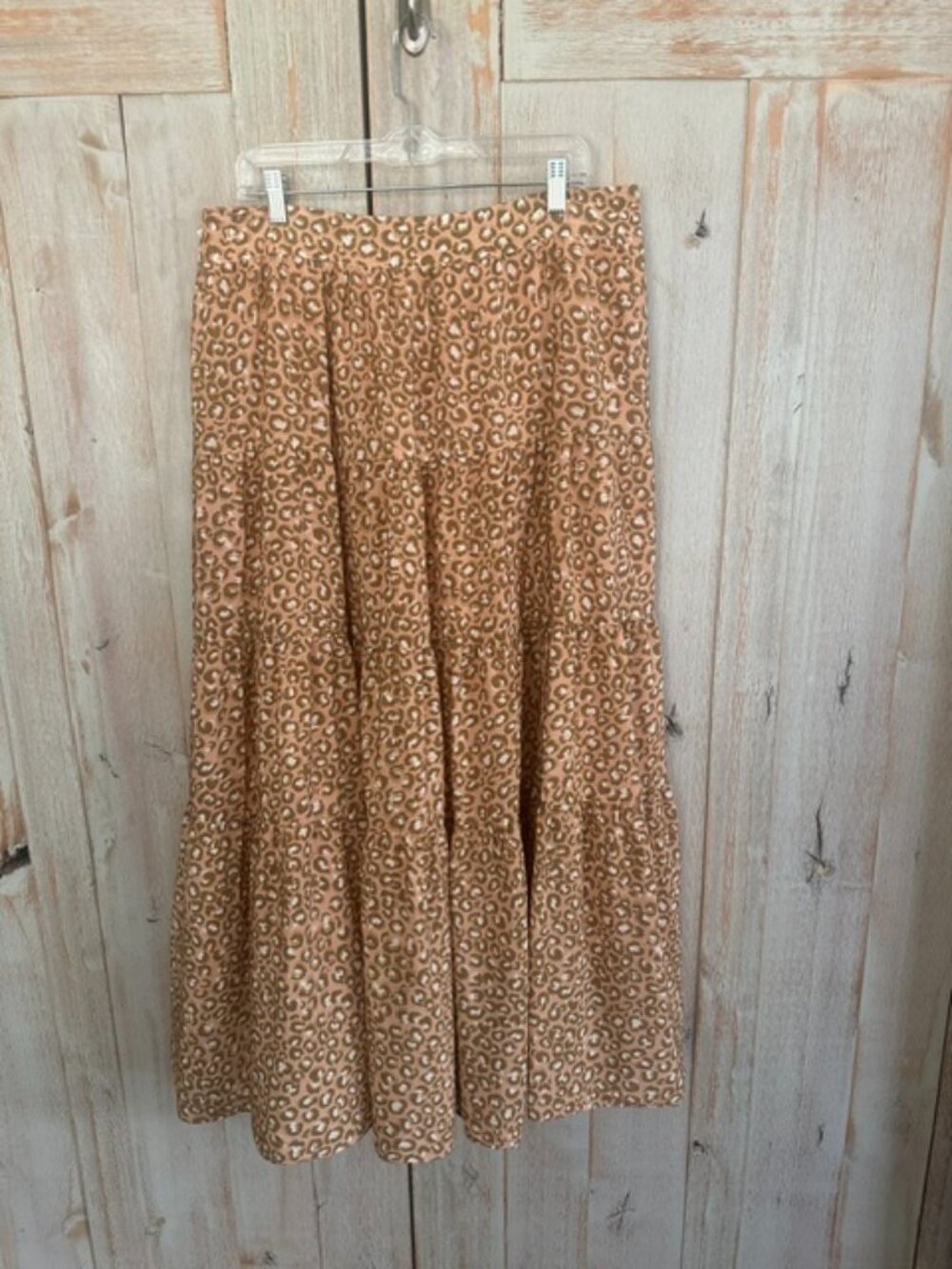 Anthropologie Silk Neutral Leopard Print Maxi Skirt- Size 12